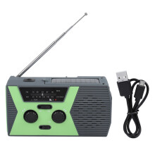 Handaangedreven noodradio met superheldere zaklamp, AM/FM NOAA-weerband en SOS-alarm, inclusief zonne-oplaadfunctie, voor outdoorliefhebbers en