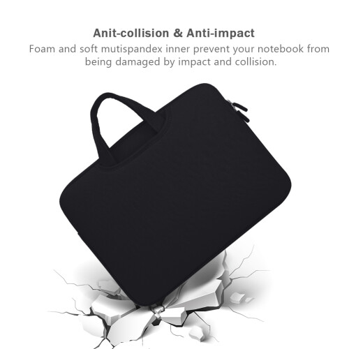 Bolsa protetora ultrafina para laptop de 15 polegadas, capa para notebook com design de alça dupla, estojo de transporte com cinto para bagagem e 1