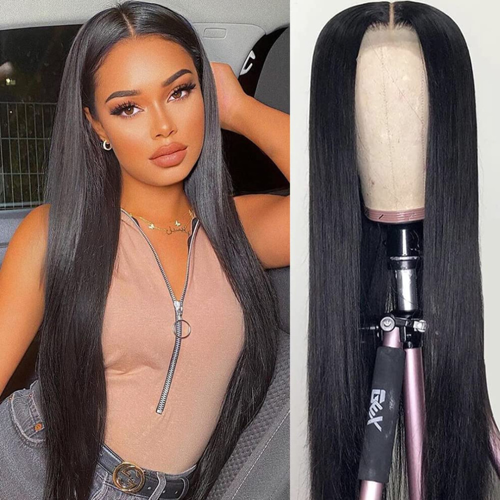 Unisex Brazilian Lace Front Wig Human Hair 20 Inch Pre Plucked 13X4 Virgin Hair Natural Wavy Bleached Knots