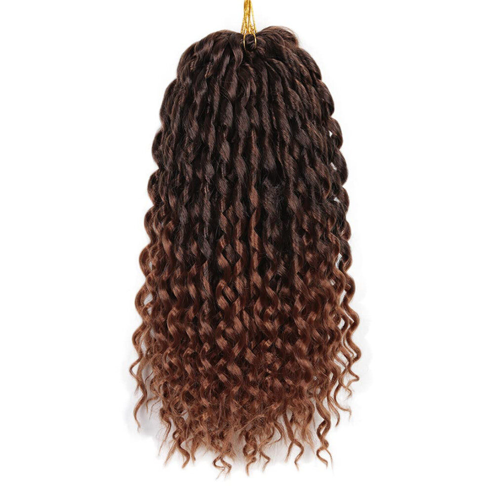 Crochet Hair Extensions 16 Inch Loose Deep Wave Ombre Prelooped Synthetic Braiding Hair 9Pcs