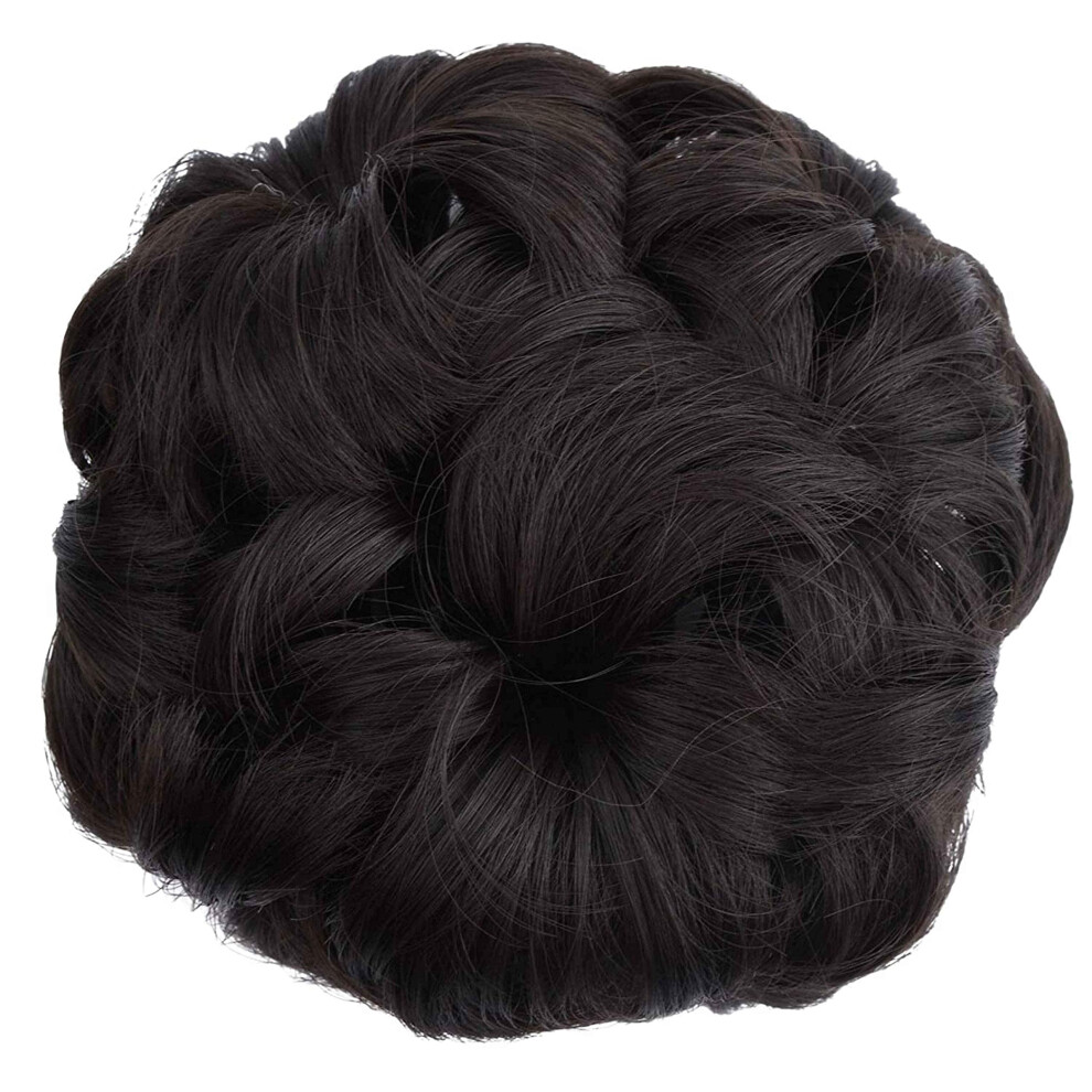 Unisex Brown Hair Bun Extension With Claw Clip, Synthetic Hair Bun For Instant Volume Boost, Natural