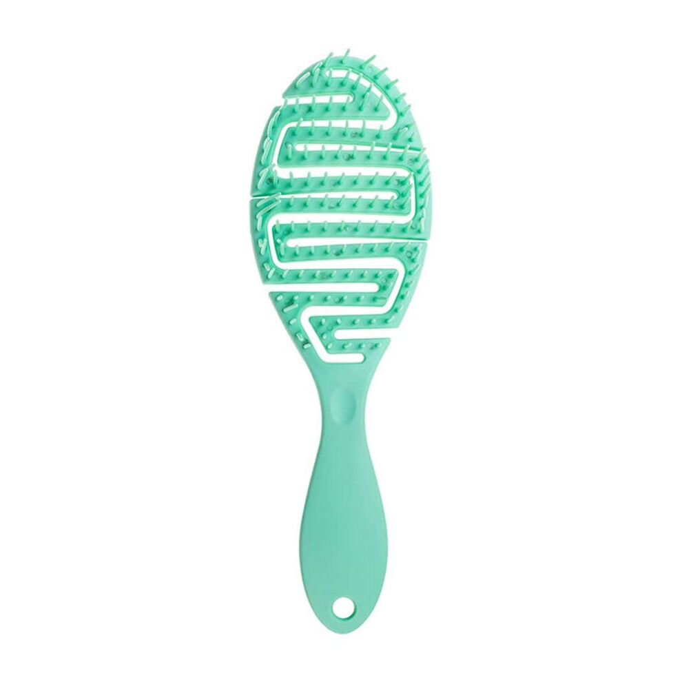 Blue Wet Dry Hair Brush With Flexible Tpe Bristles, Curved Detangling Comb For Wet Curls,