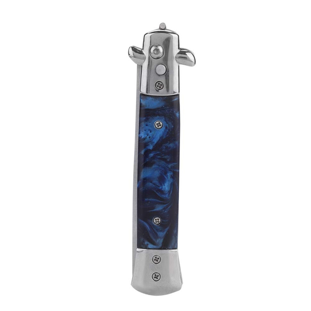 Folding Oil Hair Comb for Beard Styling, Dual Tooth Stainless Steel Compact Grooming Tool Blue