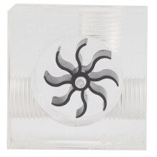 Waterkoelingsdebietindicator voor zelfgebouwde pc's, zwarte waaier met G1/4-schroefdraadaansluiting en compact formaat, transparante acrylsensor.