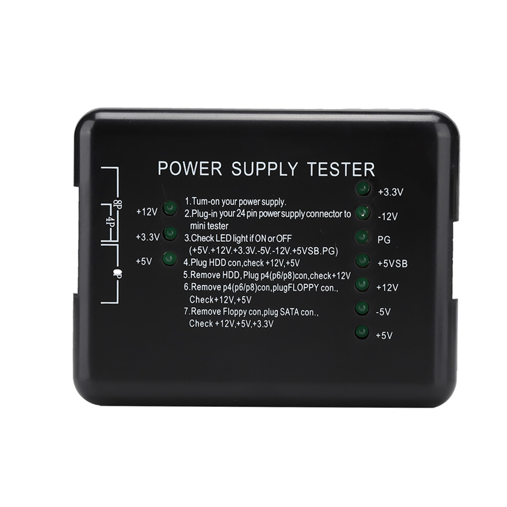 User Friendly Interface Power Supply Tester With Beep Alarm Digital Lcd Display Quick Diagnostic Results Portable Design For Atx Sata Hdd Power Suppli 9147006050446
