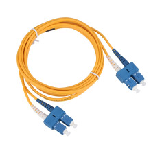 Yellow PVC Jacket Fiber Optic Patch Cable 9/125 Corning Optical Fiber OS2 SC to SC Singlemode Duplex Fiber Zip Cord Reinforced OFNR Riser Rated Flexib