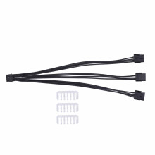 Cable de alimentación de GPU con funda para la serie RTX, conector de ángulo recto de 12+4 pines macho a 3x8 pines hembra, funda de malla flexible,