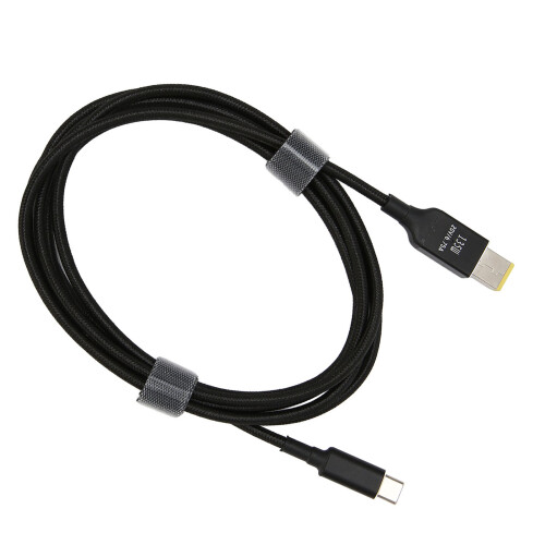 Cabo de carregamento Power Delivery Type-C para conector macho retangular de 135 W, compatível com Thinkpad Smart Chip, revestimento em nylon 1