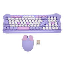 Kabelloses Tastatur- und Maus-Set im niedlichen Retro-Schreibmaschinen-Design, leises Tippen und Klicken, Layout in voller Größe, leise Maus, runde
