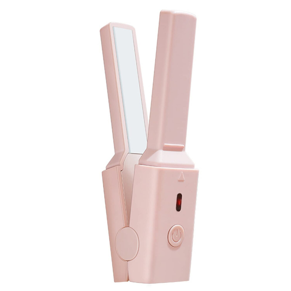 Pink Cordless 2 In 1 Hair Straightener And Curler With Fast Ceramic Heating For Travel