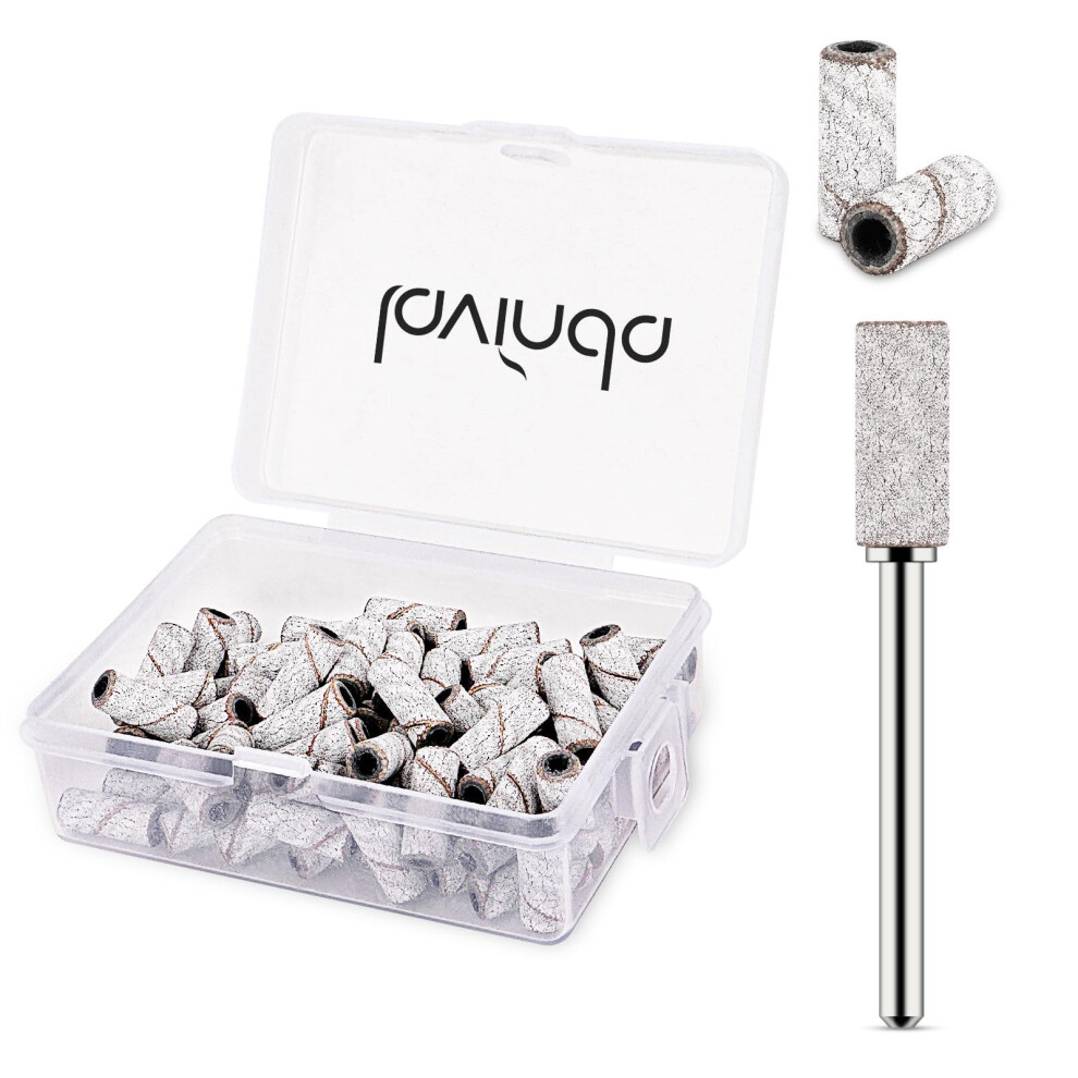 Nail Drill Sanding Bands 240 Grit Extra Fine for Acrylic Nails with Mandrel Bit 80pcs