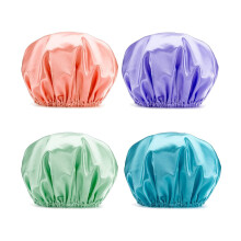 Shower Caps 4 Pack DoubleLayer Waterproof Hair Cap with Comfortable Elastic Fit for Women and Kids