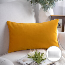Phantoscope Soft Silky Velvet Series Decorative Throw Pillow, 12" x 20", Lemon, 1 Pack