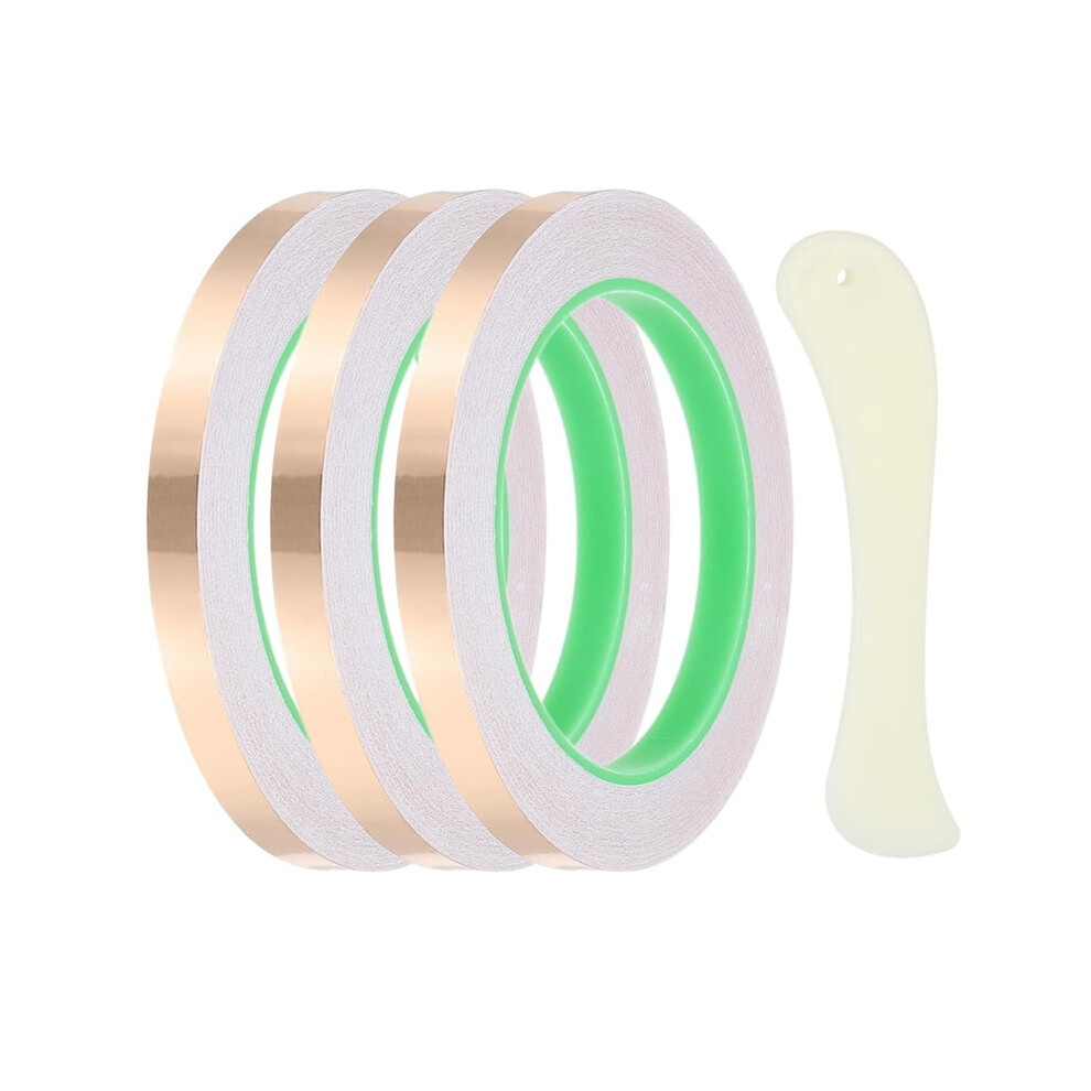 22 Yard 3/8 Inch Copper Foil Tape,3 Roll Tape With Conductive Stained Glass Tool Scraper For Crafting 9395123010090