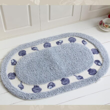 Tapis de bain à motif coquillage, mignon, doux, en microfibre peluche, absorbant, antidérapant, à séchage rapide, lavable (bleu, 40 x 60 cm)