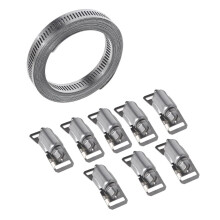RABBITH Large Adjustable Hose Clamp Set with Manual Cut-To-Fit 12 Feet Strap + 8 Fasteners All 304 Stainless Steel