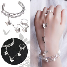Klassisk Antik Armband Ring Fjärilsarmband Ring Silver Öppet Armband Justerbart Silver Linjer Slingrande Ring Tofsarmband Ring Present Till Henne
