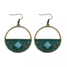 Boucles d'oreilles pendantes RSAMD pour femmes, style vintage, en alliage vert rouille, sculptées - HQE509