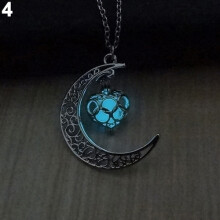 Kvinnors Mode Hollow Moon Glödande Turkos Kedjehalsband Halloween Gåvor