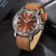 Montre-bracelet EQWLJWE Fashion xinew pour homme, style sport, date, analogique, Ă quartz, bracelet en cuir et acier inoxydable - Promotions de fin