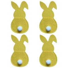 Ensemble de 4 porte-couverts lapin Kiplyki, pochette à couverts lapin de Pâques, ensemble de couverts lapin avec queue