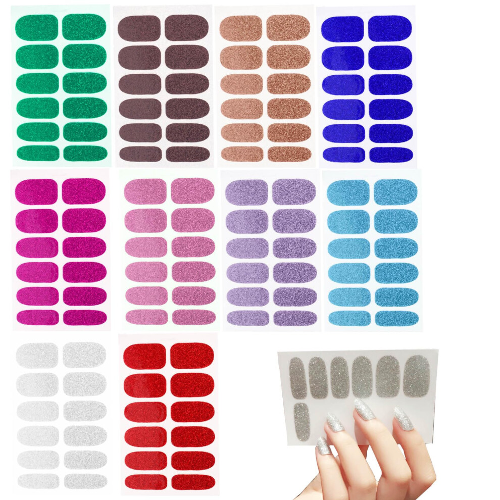 10 PCS Semi Cured Gel Nail Strips, Self Adhesive Long Lasting Salon Finish Manicure Stickers