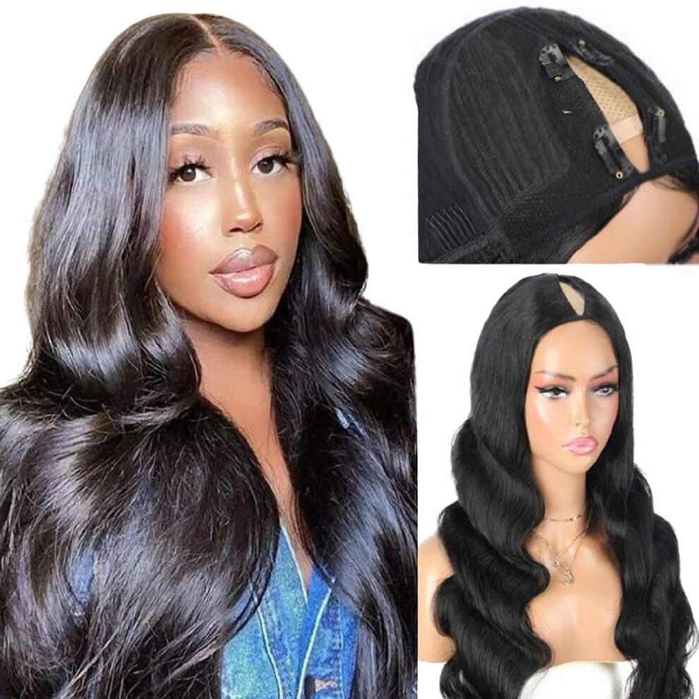 Human Hair V Part Wig Body Wave 180 Density Glueless Natural Hairline HeatStylable for Women