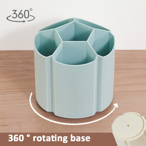 Desk Organizer With Multi-Compartment Storage, Smooth Rotation Plastic 360 Degree Spinable Design Desk Clutter Solution For Home Office School College 2
