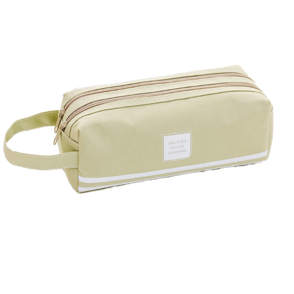 Travel Makeup Bag, Portable Pencil Case with Smooth Zipper, Cotton and Linen Fabric, Easy Carry Handle for Office and School