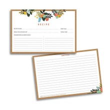 Ensemble de fiches recettes recto-verso 50 pièces 10 x 15 cm, papier cartonné épais, verso ligné, design rétro, tapis inscriptible, organisateur