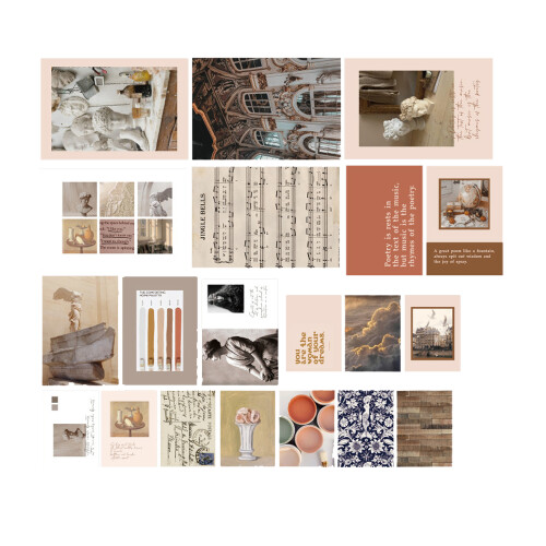 Vintage Αφίσα, Υλικά Scrapbooking για Ελαφριά Ακαδημαϊκή Αισθητική, Κιτ Κολάζ Τοίχου με