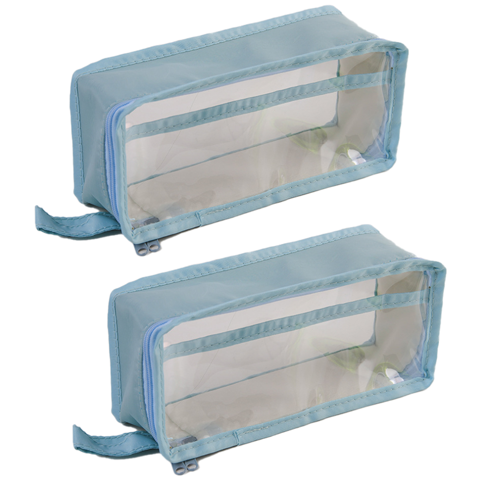 Compact Storage Solution, Waterproof Easy Clean, Clear Double-Layer Pouch, Strong Zipper, Portable Options, Perfect For Stationery Cosmetics Electroni 9147006927373