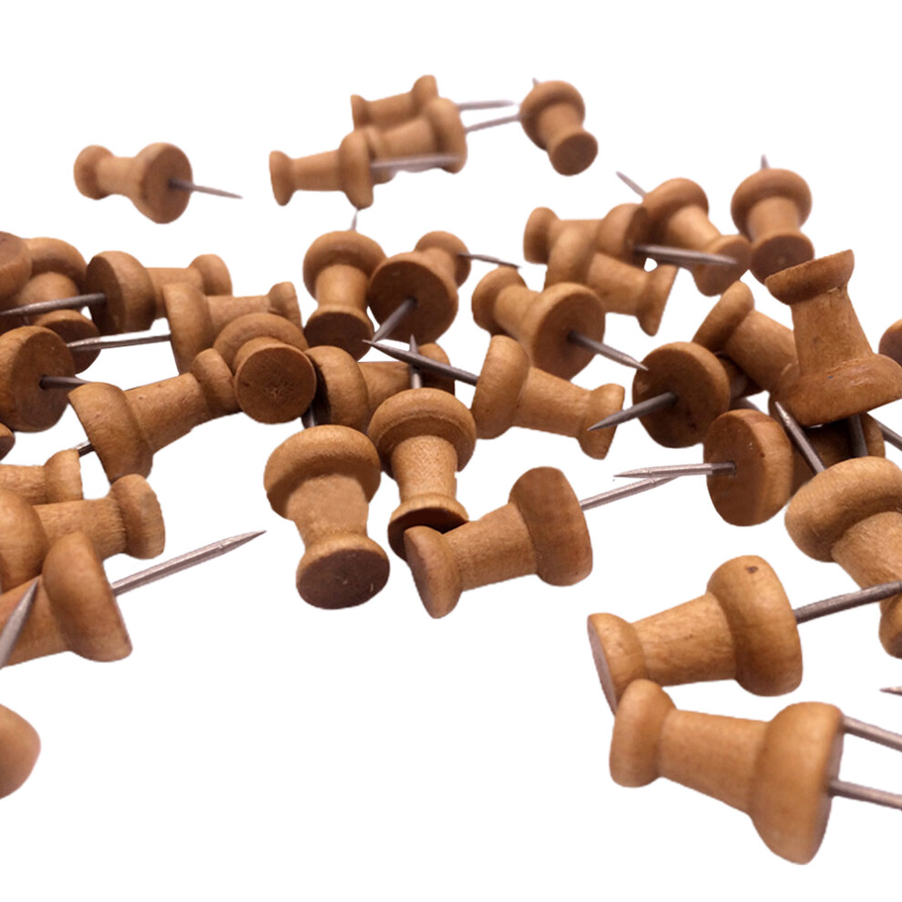 Reliable Material Decorative Thumb Tacks, Natural Wood Head Pin With Corrosion-Resistant Steel For Memos And Craft Projects 9176269701765