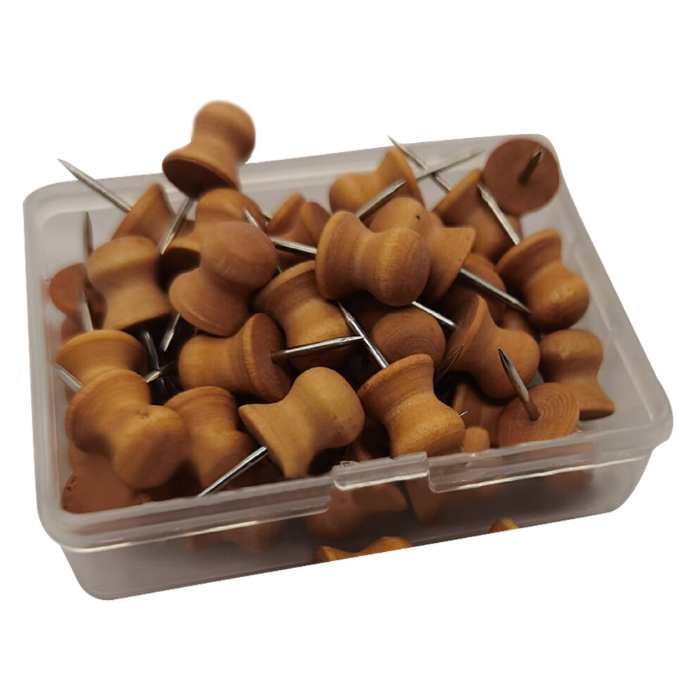 Contemporary Look Decorative Wood Push Pins, Standard Wooden Thumb Tacks For Clear Tub Storage 9147006935255