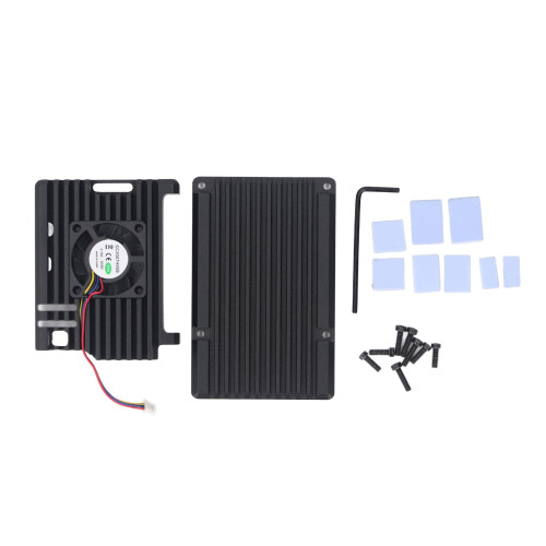 Θήκη απαγωγής θερμότητας για Raspberry Pi5, μεταλλική θήκη με διπλό ανεμιστήρα ψύξης