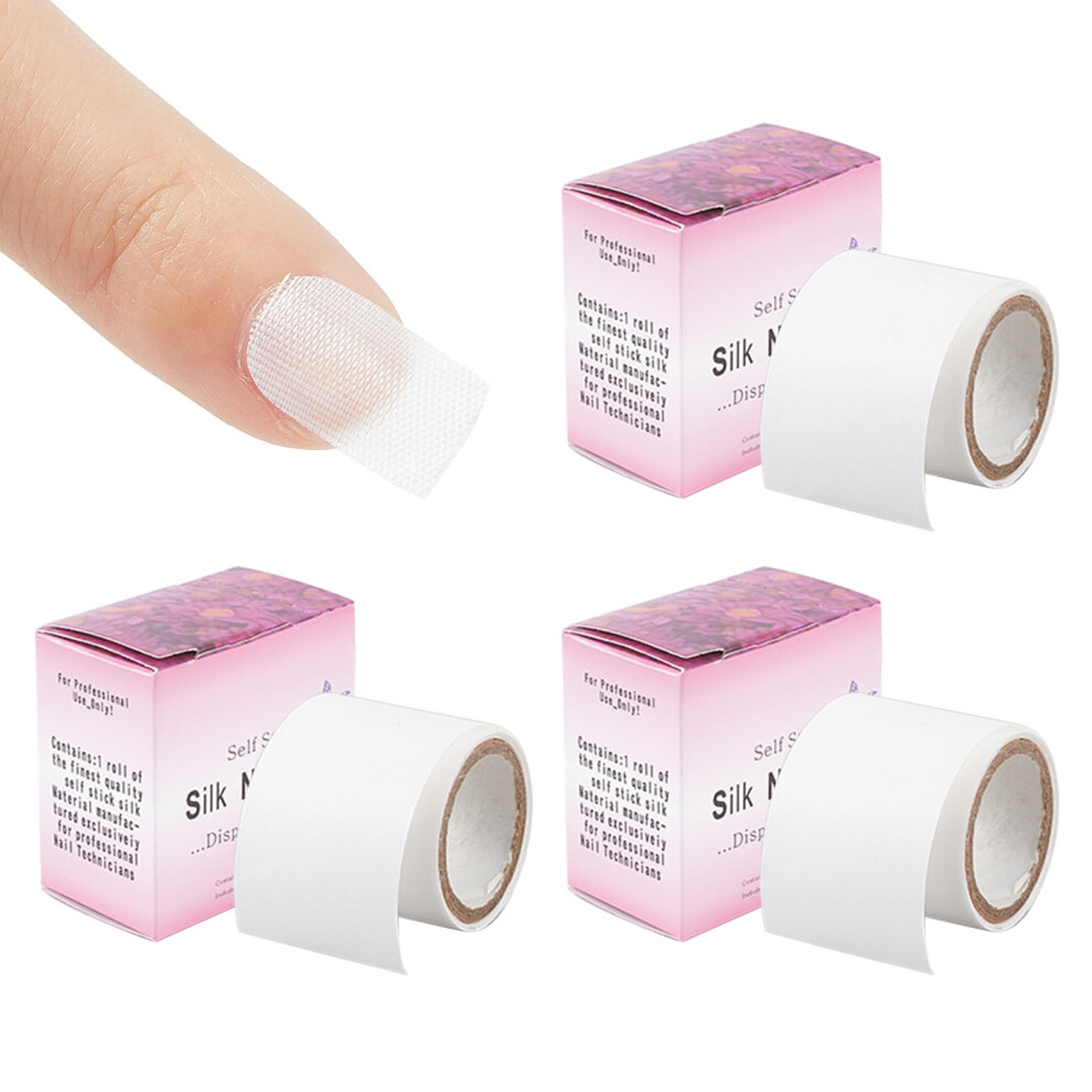 Silk Nail Wraps Set with Flexible Fiberglass for Broken Nail  and Natural Look Finish, 3 Rolls
