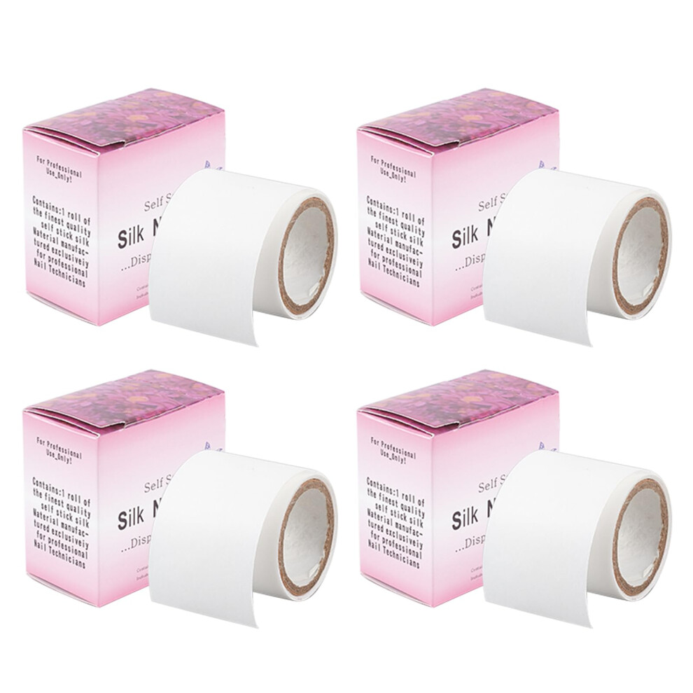Silk Nail Wrap Set for Nail Tip , Transparent Fiberglass Extension Stickers, 4 Rolls