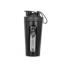 Stainless Steel Shaker Bottle 700ml with Double Scale for Protein Drinks Gym Outdoor Camping Black