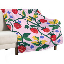 Superweiche, rote Erdbeer-Weihnachtsdecke aus Flanell und Mikrofaser für Couch, Bett und Sofa, flauschig und warm, 127 x 152 cm