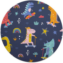 Niedliche, lustige Dinosaurier-Skater-Runddecke für Sofa, Bett, ästhetische Dekodecke für Reisen, Camping, 152 cm (60 Zoll)