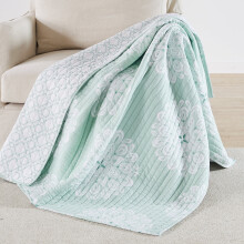 Levtex Home - Lara Spa - Clúdach - Medallion Sofaisticiúil - Gorm agus Bán - Cuilt (50x60 orlach) agus Sham50x60 orlach - Cadás