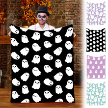 Donemore Halloween White Ghost Throw Blanket Cute New Flannel Blanket Soft Halloween Blanket for Living Room Sofa Bed