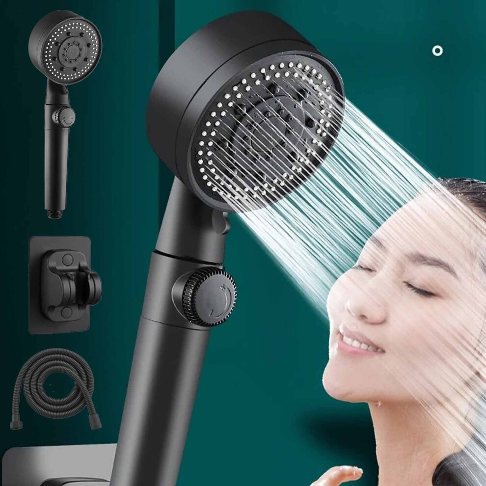 Staron Turbo Shower Head (Black) - 5 Bathing Modes, Pressurized Water Stop, Compatible With Home Bath Systems 9773935062924