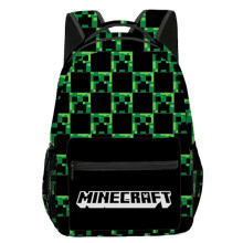 Mochila Minecraft para Meninos | Mochila Escolar Preta Infantil | Creeper Verde, Zumbi, Esqueleto, Enderman e Aranha da Caverna