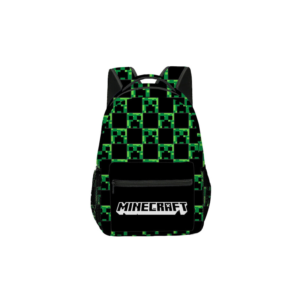 Minecraft Backpack for Boys | Black School Bag for Kids | Green Creeper Zombie Skeleton Enderman & Cave Spider