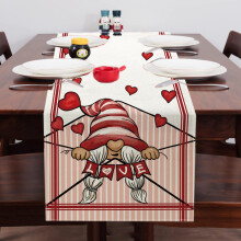 Chemin de table Saint-Valentin 33 x 183 cm, nappe ultra douce à motif cœur romantique pour mariage, fête, décoration intérieure, cadeau pour elle