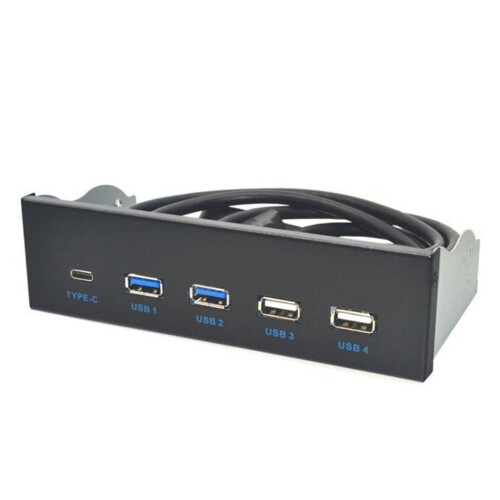Hub USB 3.1 Gen2 de 5,25 polegadas com painel frontal, 2 portas USB 3.0 + 2 portas USB 2.0 + 1 porta Tipo-C com conector Tipo-E