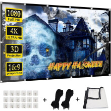 100 inch Projection Screen, 16:9 Foldable Anti-Crease Portable Projector Movies Screens for Home Theater
