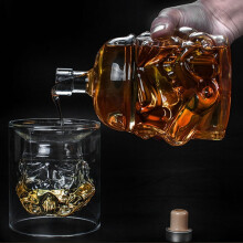 Verre à vin transparent en forme de crâne, verre borosilicate haute résistance, récipient à vin chauffant, bouteille à vin en forme de crâne