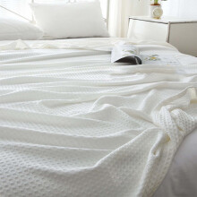 Stiyth Coperta da letto bianca in poliestere a nido d'ape, matrimoniale - Leggera, lavabile in lavatrice